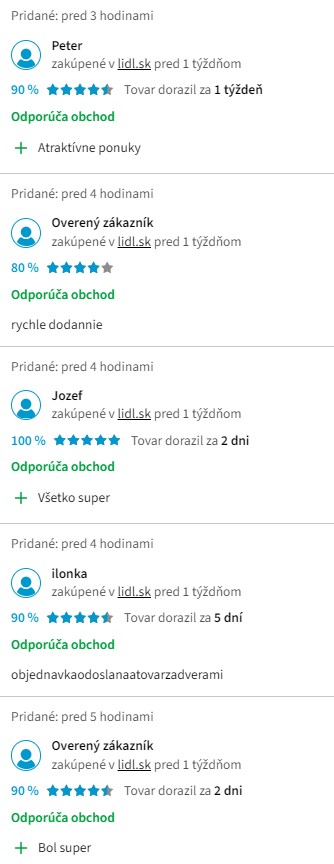 Recenzie a skúsenosti s e-shopom Lidl.sk
