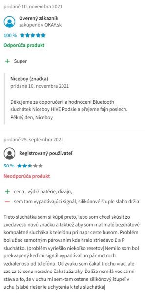 Recenzie a skúsenosti so slúchadlami do uší Niceboy Hive Podsie