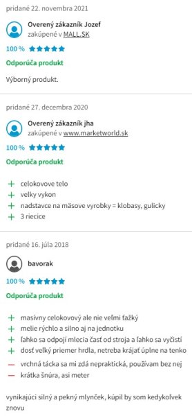 Recenzie a skúsenosti s mlynčekom na mäso Kenwood MG 700