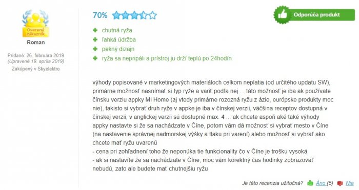 Recenzie a skúsenosti s ryžovarom Xiaomi Mi Induction Heating Rice