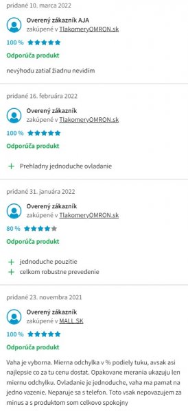 Recenzie a skúsenosti s diagnostickou váhou Omron BF511