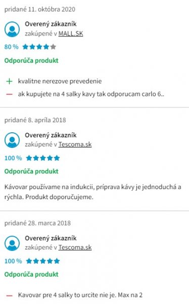 Recenzie a skúsenosti s mokka konvičkou Tescoma Monte Carlo 4