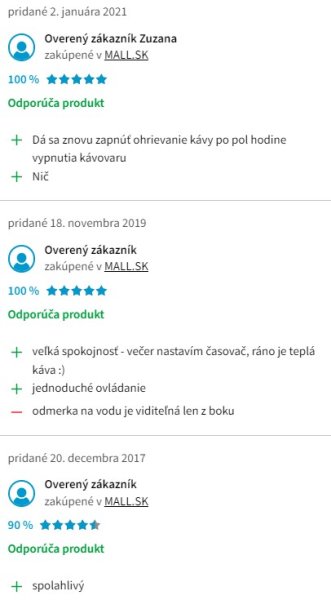 Recenzie a skúsenosti s kávovarom ETA 3174 Inesto