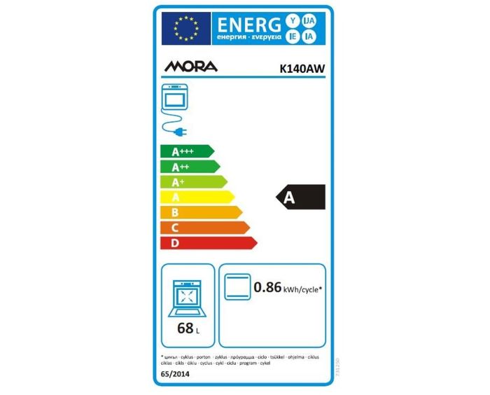 Mora K140AW energetický štítok