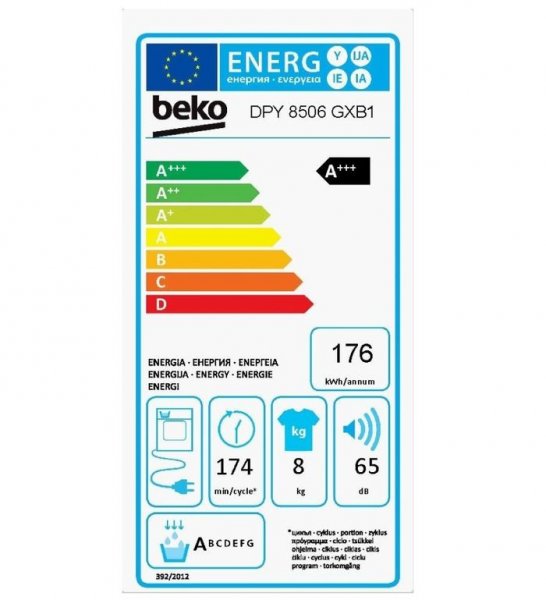 Beko DPY 8506 GXB1 energetický štítok