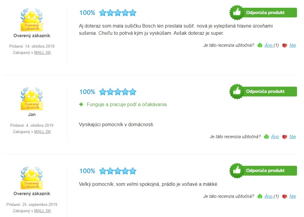 Recenzie a skúsenosti so sušičkou bielizne Bosch WTW87467CS