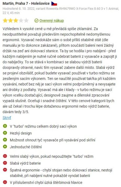 Recenzie a skúsenosti s tyčovým vysávačom Rowenta RH9690WO