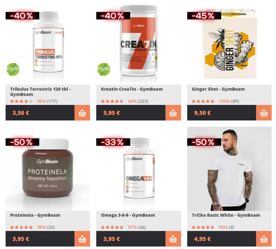 GymBeam Black Friday výživové doplnky