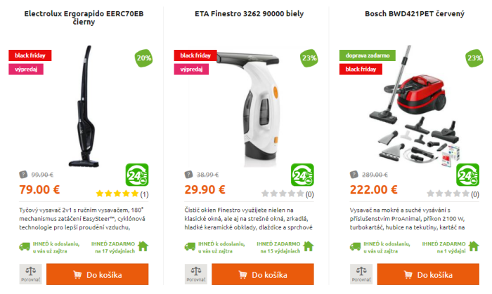 Black Friday v Hej – zlacnené vysávače