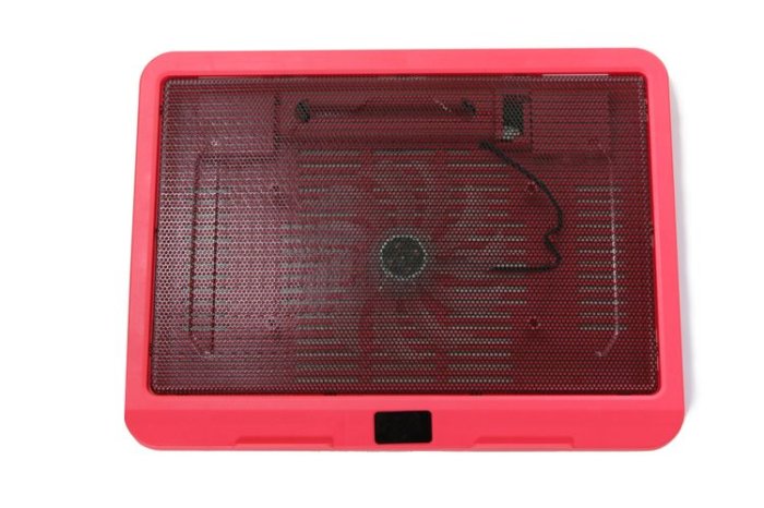 Červená chladící podložka pod notebook s 1 ventilátorem