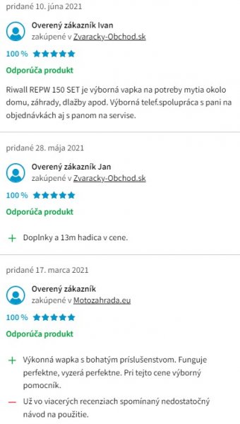 Recenzie a skúsenosti s vysokotlakovým čističom Riwall REPW 150 SET