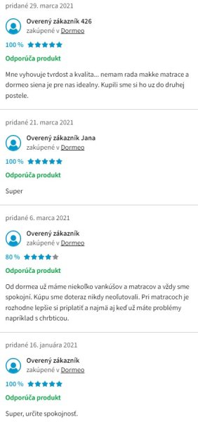 Recenzie a skúsenosti s matracom Dormeo Siena