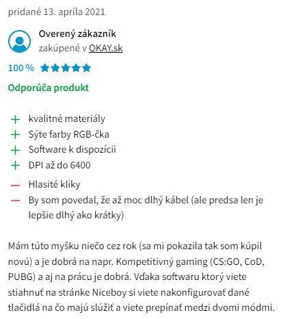 Recenzie a skúsenosti s hernou myšou Niceboy ORYX M200