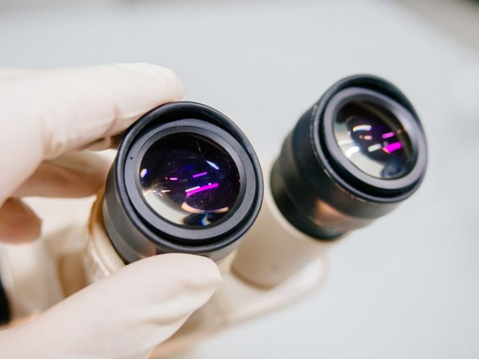 Stereoskopický mikroskop s dvomi objektívmi