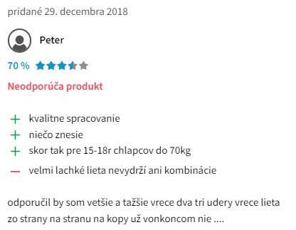 Recenzie a skúsenosti s boxovacím vrecom Master 120 cm