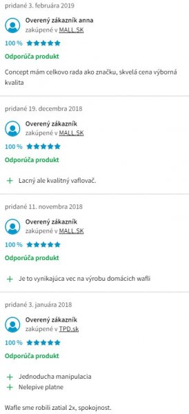 Recenzie a skúsenosti s vaflovačom Concept VF3030