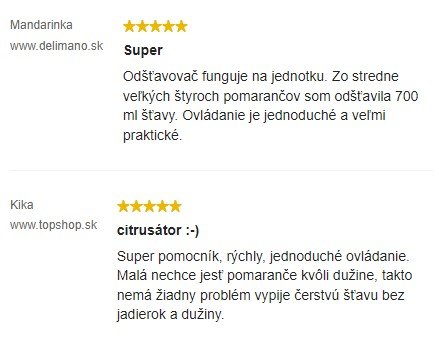 Recenzie a skúsenosti s Odšťavovačom na citrusy Delimano Joy