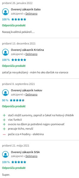 Recenzie a skúsenosti s Domácou pekárňou Delimano Joy