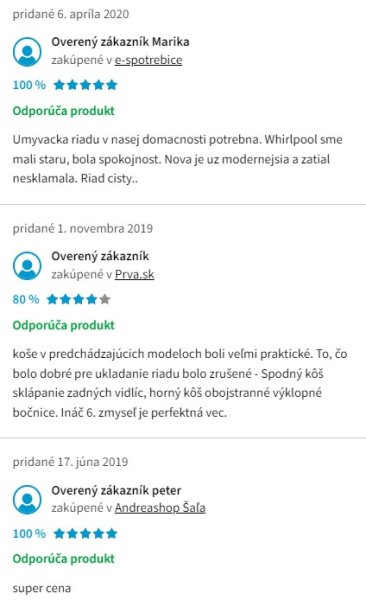 Recenzie a skúsenosti s úzkou umývačkou riadu Whirlpool WSIC 3M27 C