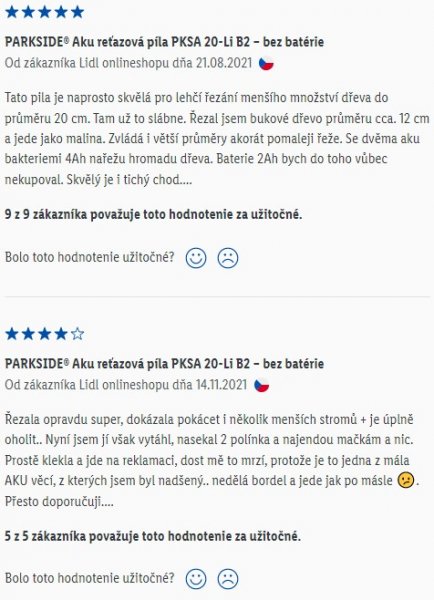 Recenzie a skúsenosti s Parkside AKU reťazovou pílou PKSA 20-Li B2