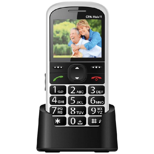 Mobilný telefón pre seniorov s nabíjacou stanicou CPA Halo 11