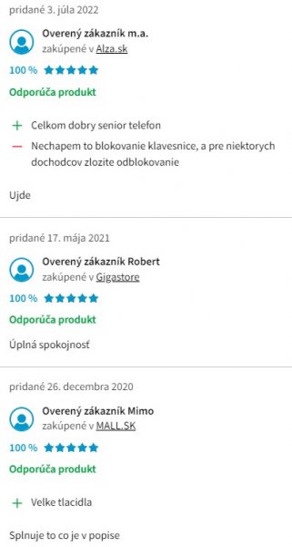 Recenzie a skúsenosti s mobilom pre seniorov CPA Halo 18