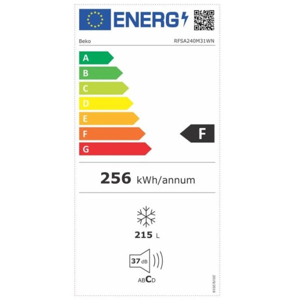 Mraznička Beko RFSA240M31WN energetický štítok